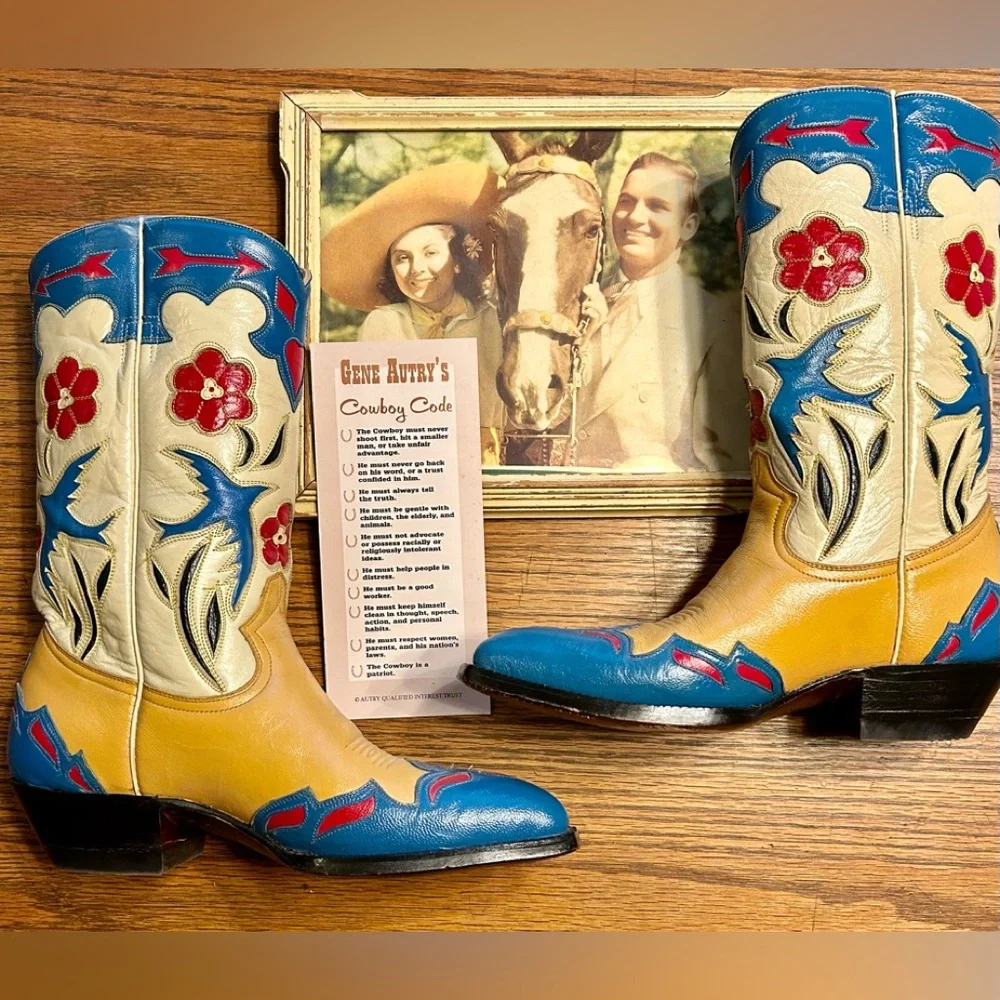 Bluebird Cowboy Boots Montana New Old Stock Gene Autry Centennial Women 7.5 - Picture 1 of 13